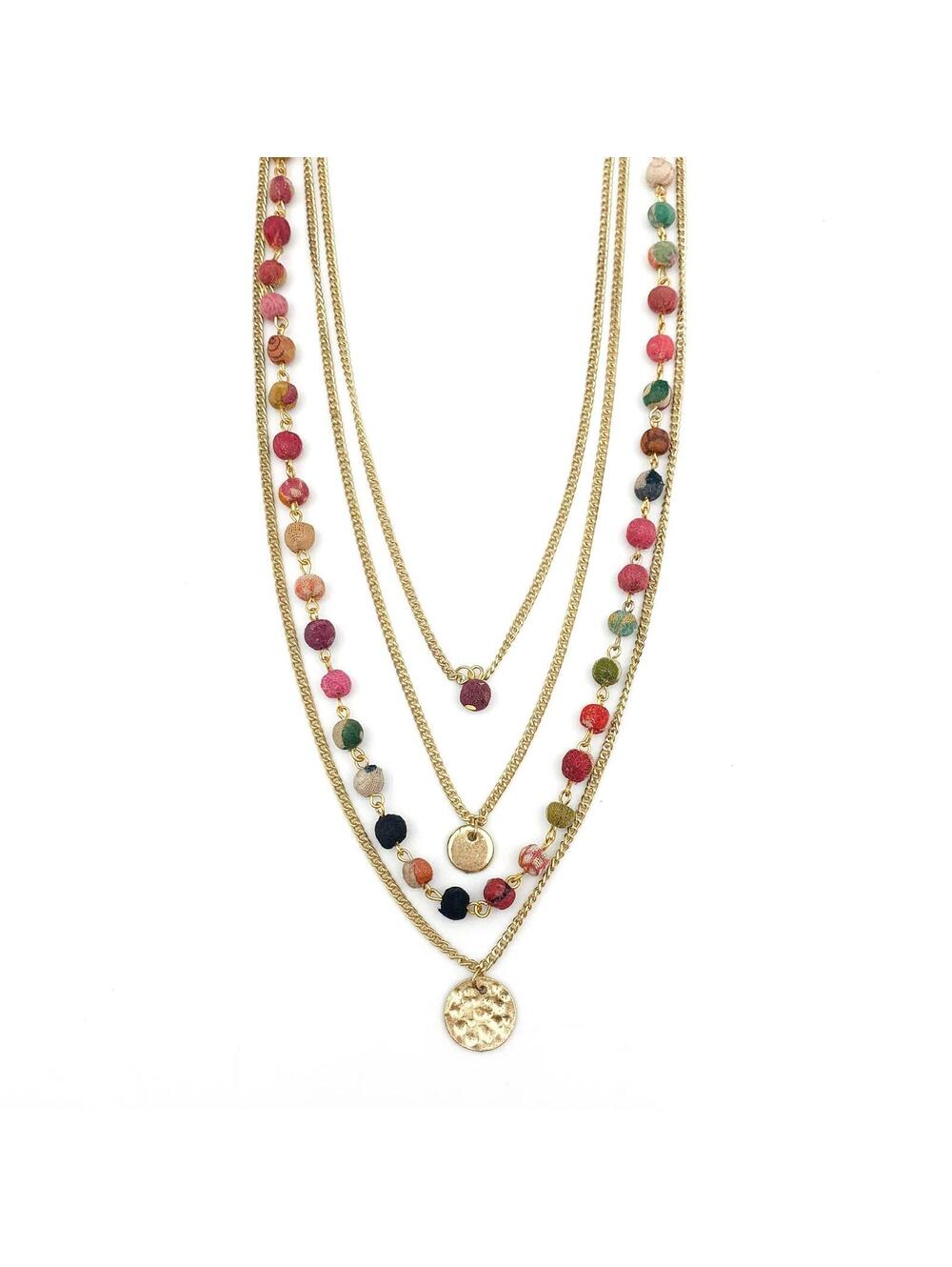 Aasha Strand Layered Kantha Handcrafted Necklace
